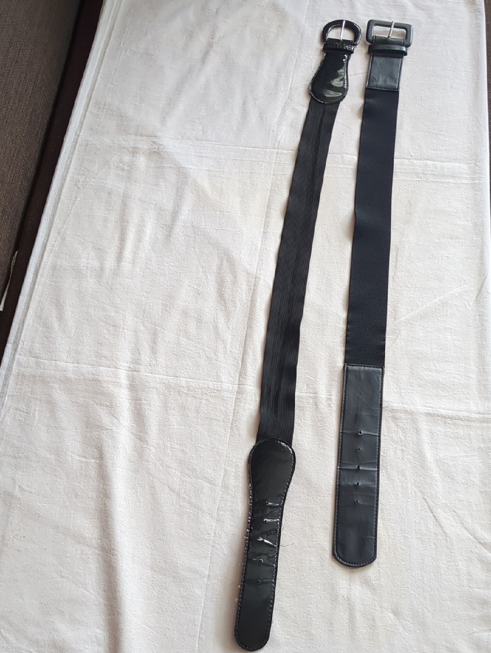 Black Womenss Set of 2 Bundle Stretch Elastic Belts - Classic Everyday Style